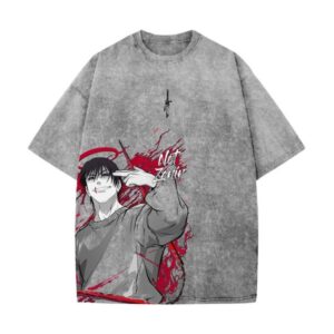 T-Shirt Oversize Anime Gris Délavé