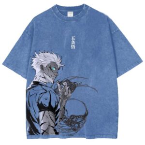 T-Shirt Oversize Bleu Délavé Anime